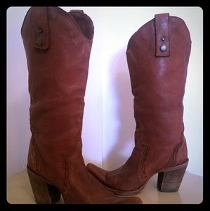 Lucchese leather brown cowboy boots
